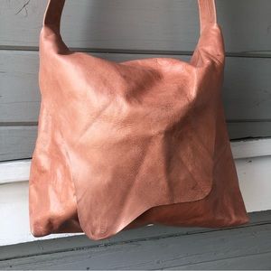 Two Hippies Leather Peach Bag.